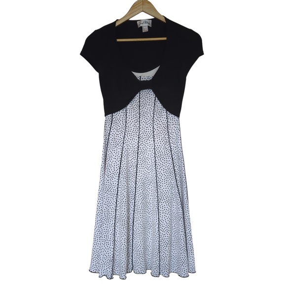 Joseph Ribkoff Black & White Polka Dot Fit & Flare Midi Dress Shrug Bolero - Picture 7 of 15